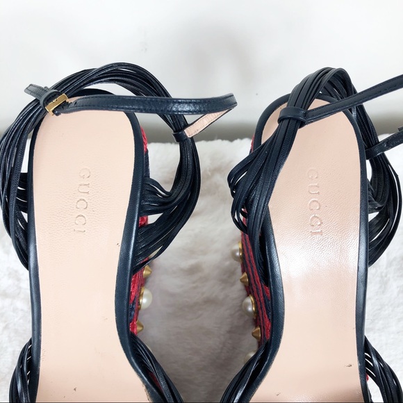 Gucci raffia pearl barbette espadrilles 38.5 - Picture 4 of 7